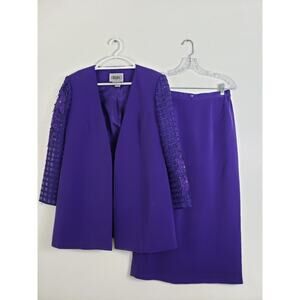 (Ju) Vintage Carissimo Womens Suit Skirt Size 8 Purple Cottagecore Office Siren